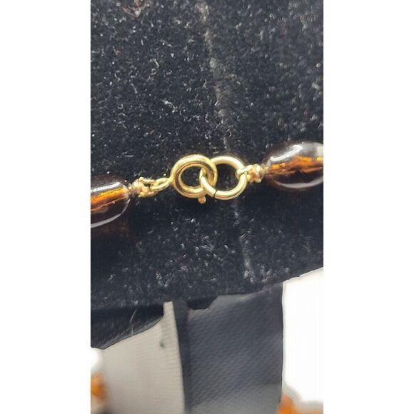 Vintage 70s Graduated Beaded Acrylic Faux Amber Necklace 29 in - Picture 5 of 8